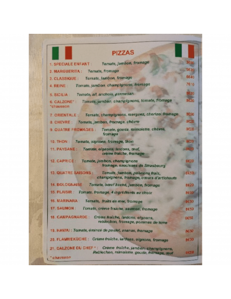 Pizza Sicilia réductions - Opale CE