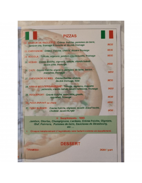 Pizza Sicilia pas cher - Opale CE